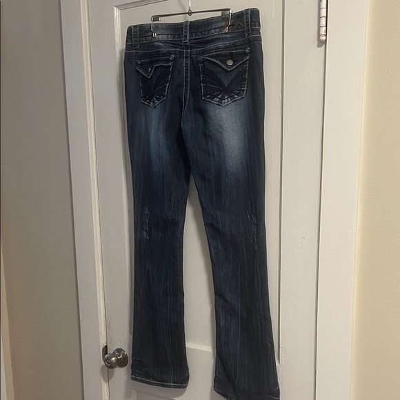 Y2K Low Rise Distressed Baby Flare Jeans - Picture 4 of 6